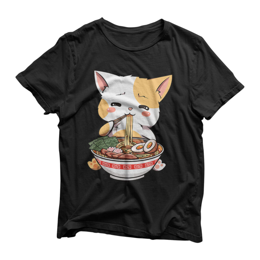 Kawaii Neko Ramen Cute Ramen Cat Japanese Noodle Funny Anime T Shirt Chief T Shirt 8730