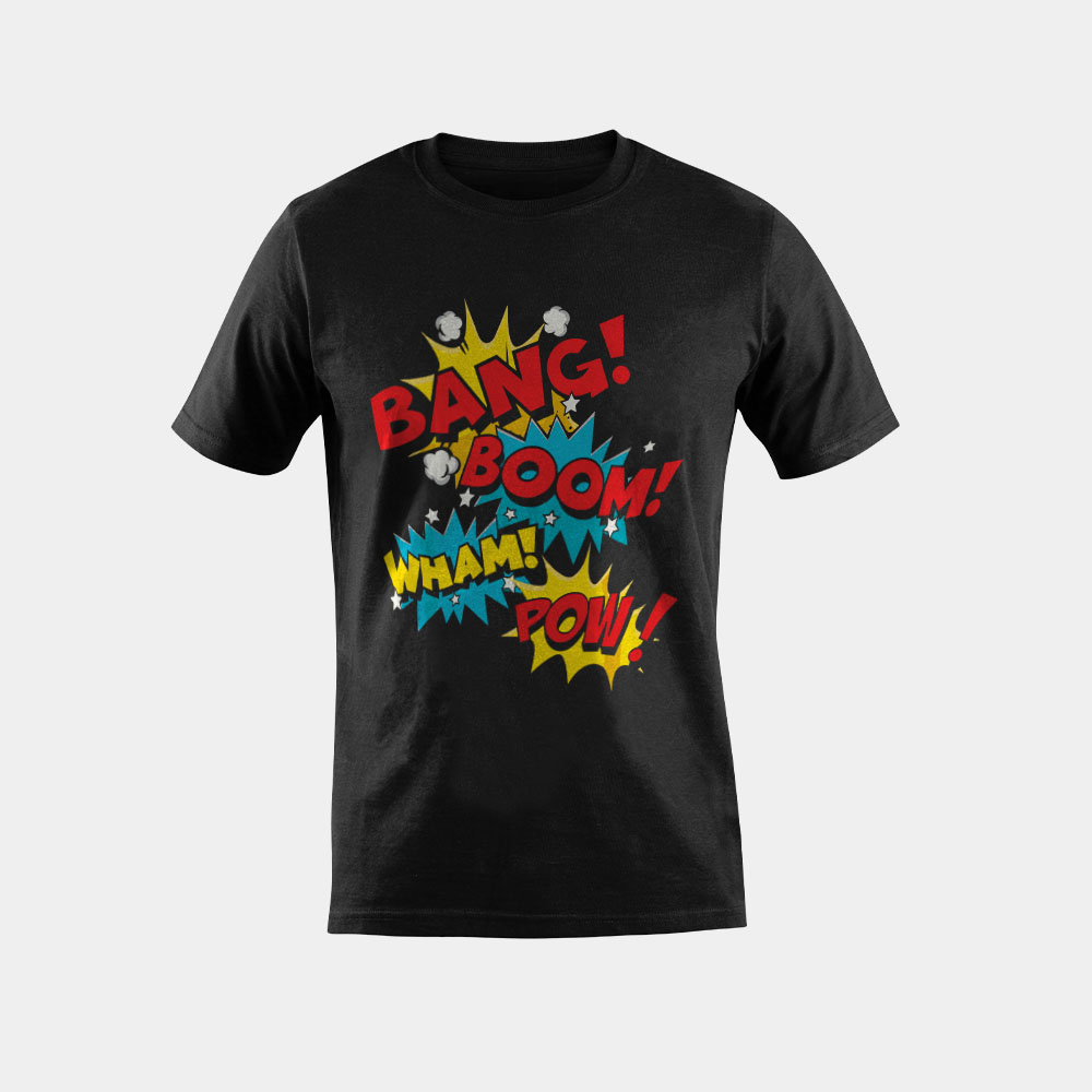 Bang Boom Pow Wham Comic Bubbles T-Shirt - Chief T-shirt