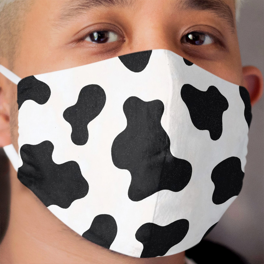 Black and White Cow Print Cloth Face Mask - Chief T-shirt