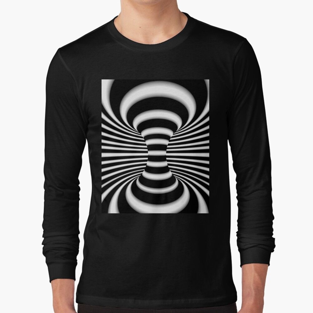 Black And White Infinite Wormhole Optical Illusion Long Sleeve T Shirt Chief T Shirt